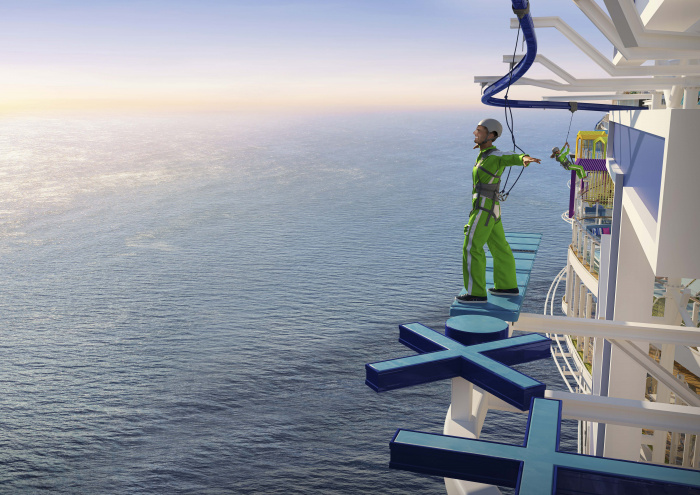 Crown's Edge suspends guests high above the sea from the top of the ship