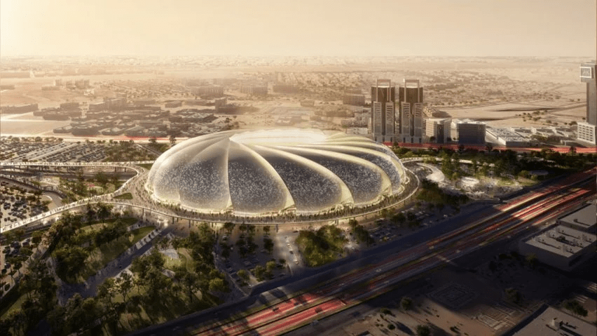 The Aramco Stadium will have a whirlpool-shaped design