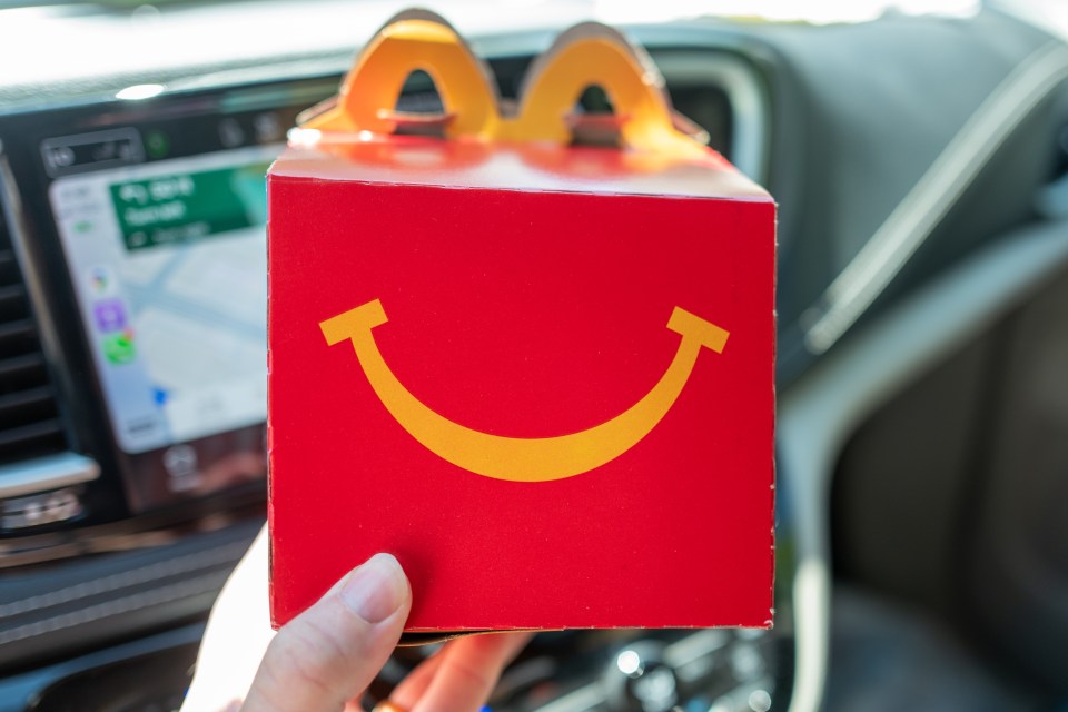 a person is holding a mcdonald 's happy meal box