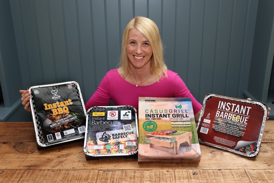 Lynsey with the BBQs she tested