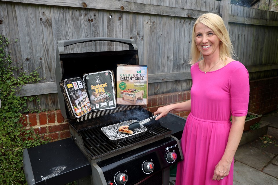 Lynsey Hope cooking with one of the disposable barbecues