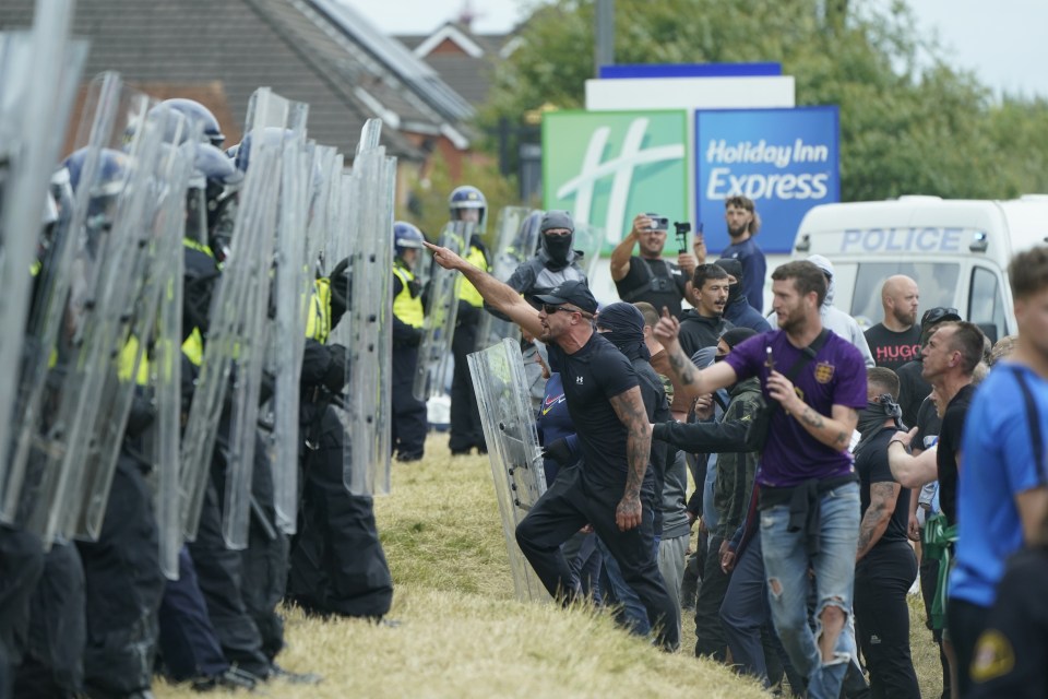 Violent scenes outside the Holiday Inn Express in Rotherham