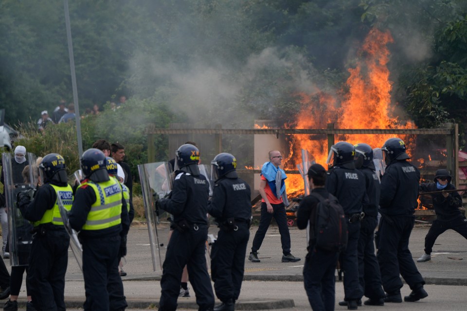 Rioters sparked fires at the scene