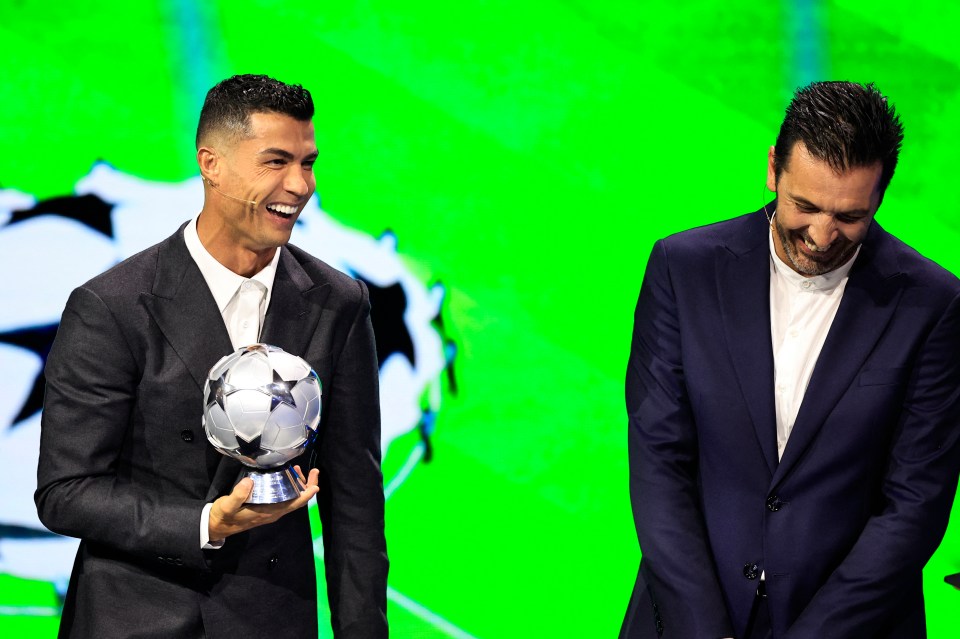 Ronaldo was joined on stage by Gianluigi Buffon