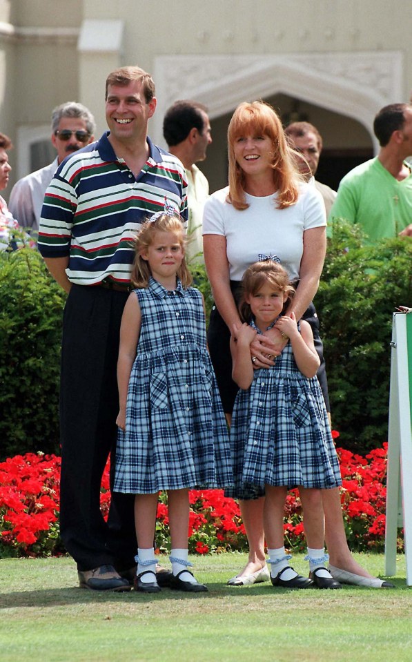  The Princess as a child with her father Prince Andrew, mum Sarah and sister Eugenie