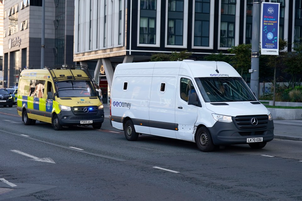 A prison van arrives at court where the teen is set to appear charged with murder