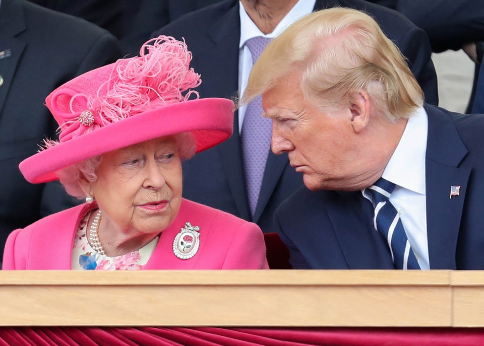 The late Queen and Trump commemorate the 75th anniversary of the D-Day landings, in Portsmouth, in 2019