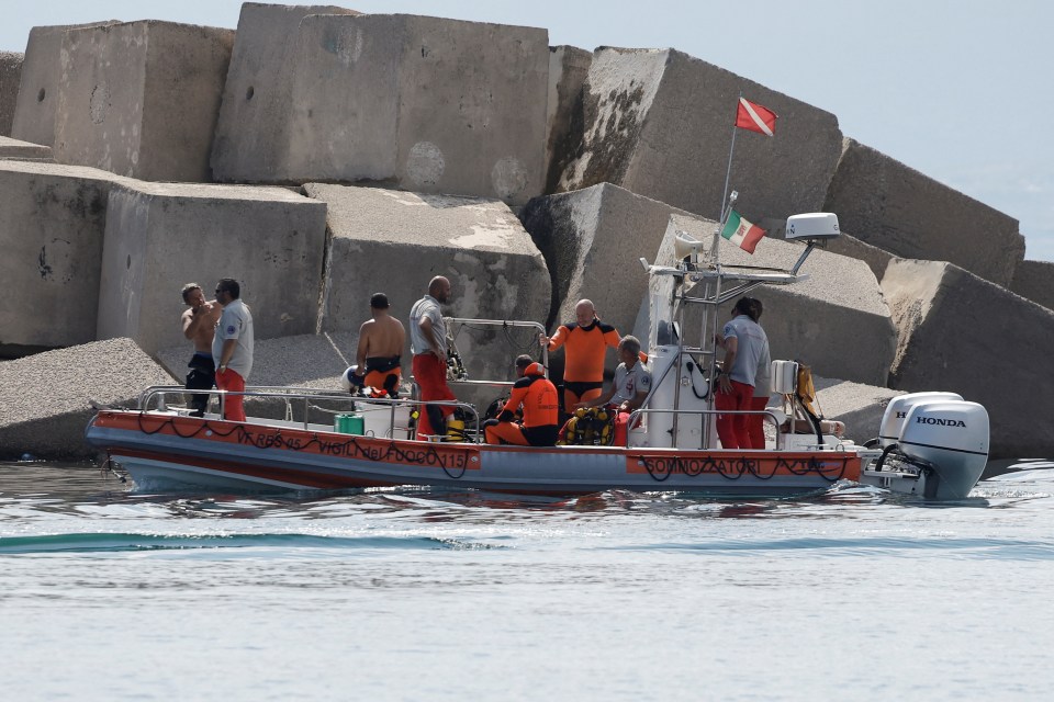 Divers at the scene in Porticello today