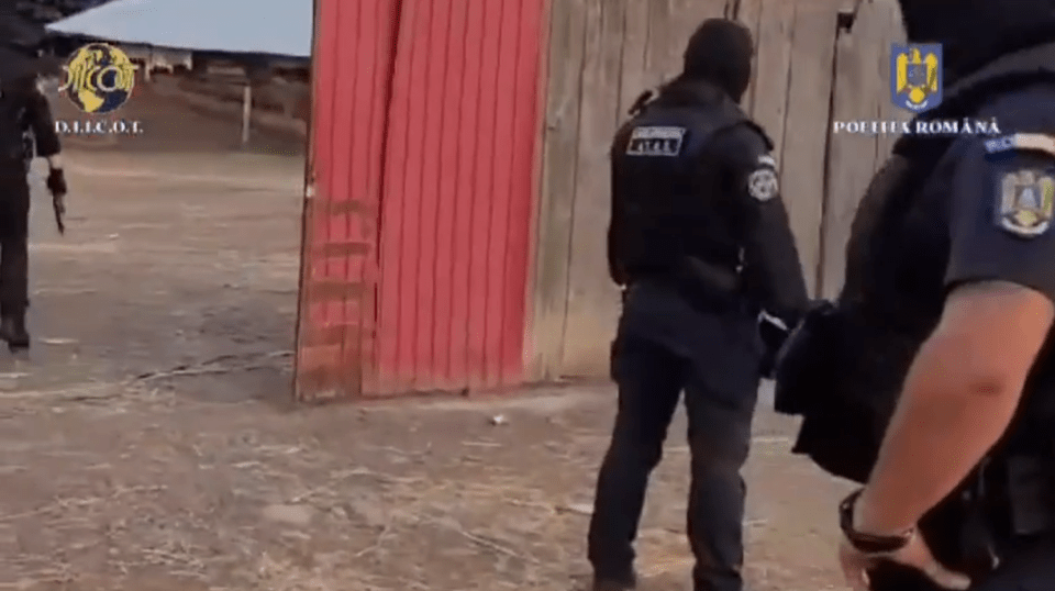 Footage showed police arriving at the farm