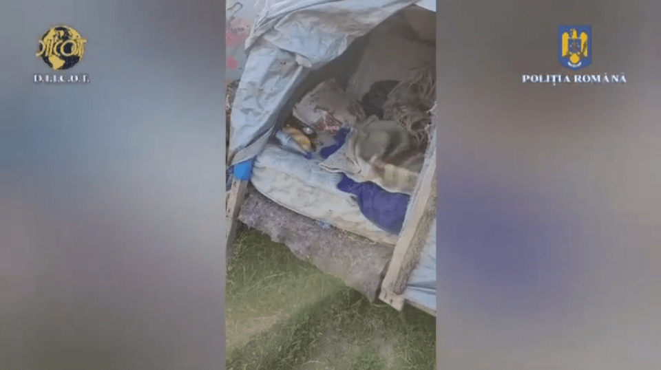 Footage released by police showed an outdoor bed using a tarpaulin as a door