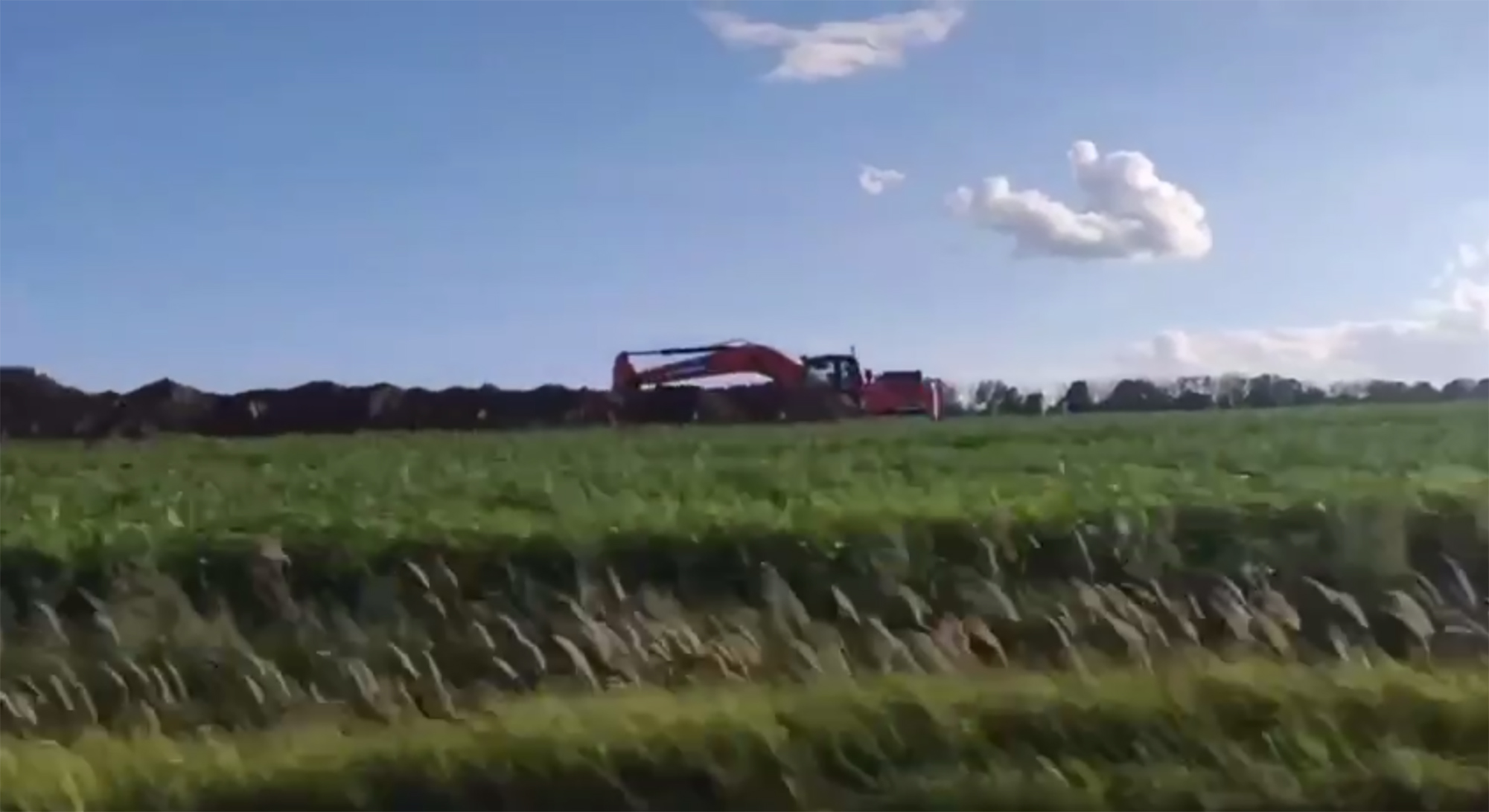 Diggers working on trenches in the Russian territory