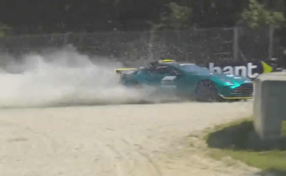 The safety car bizarrely flew off the track at high speed