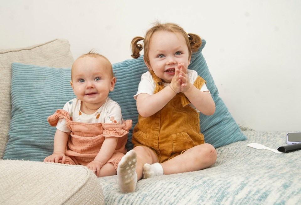 Sophia Barnett, pictured with baby sister Florence, was saved with a liver transplant from her dad