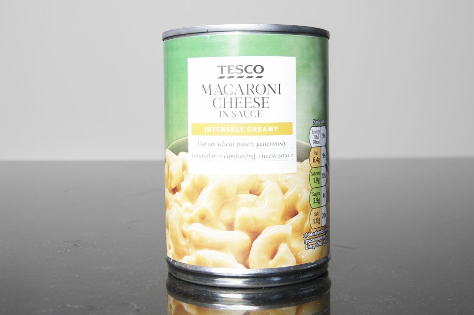 a can of macaroni cheese in sauce from tesco