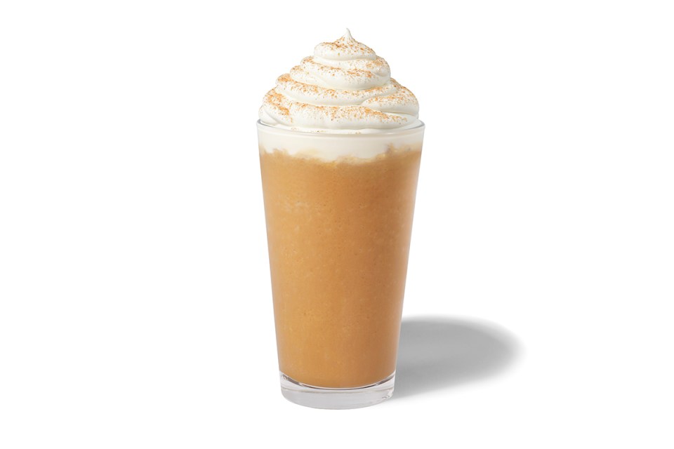 The drinks is also available as a Frappuccino with cream on top