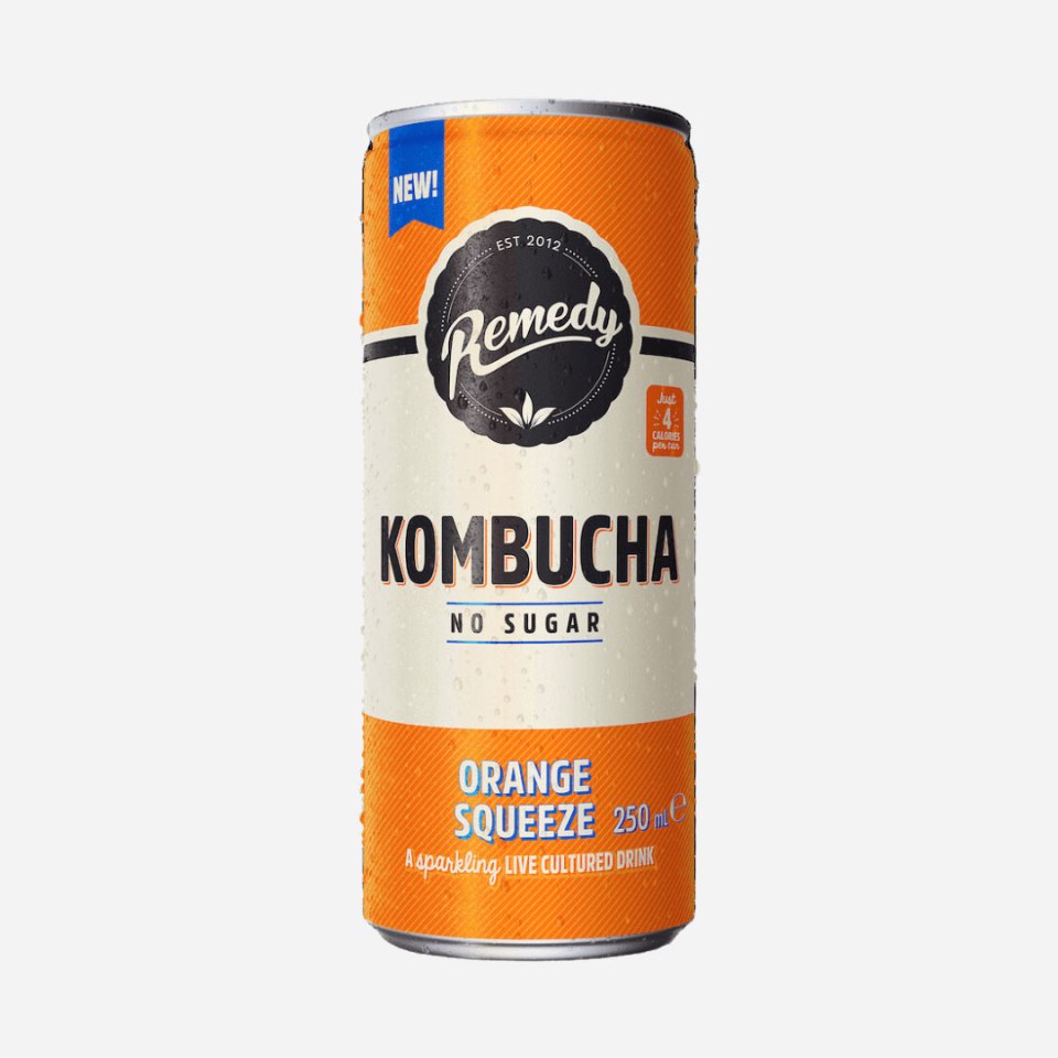 a can of kombucha no sugar orange squeeze