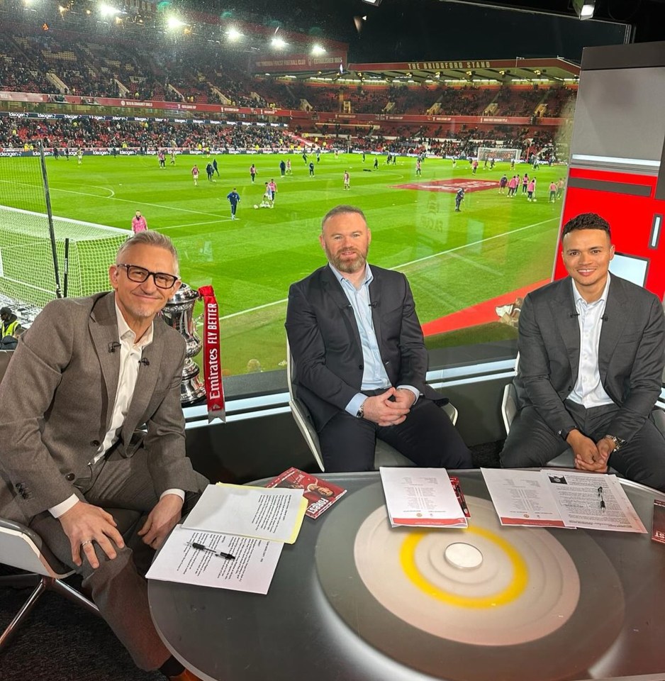 Jermaine on the punditry team for an FA Cup game with Gary Lineker and Wayne Rooney