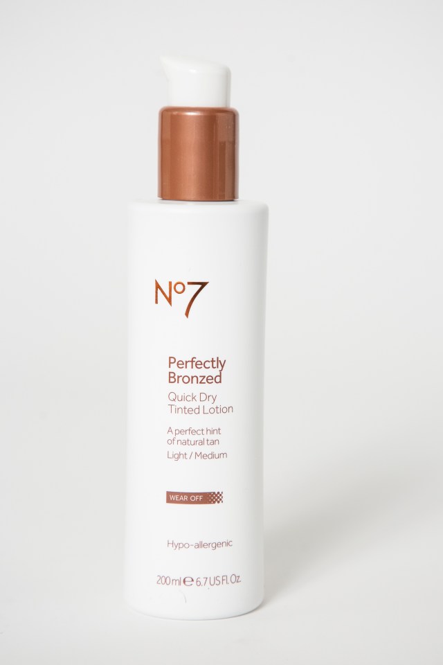 a bottle of no 7 perfectly bronzed quick dry body lotion