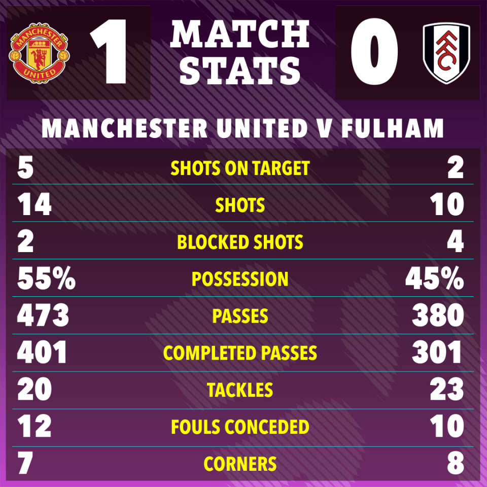 a manchester united v fulham match stats poster