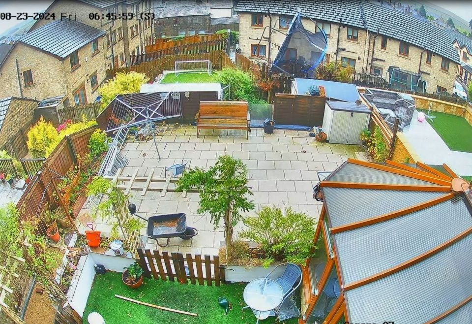 Trampoline goes flying amid Storm Lilian in Bradford, Yorks