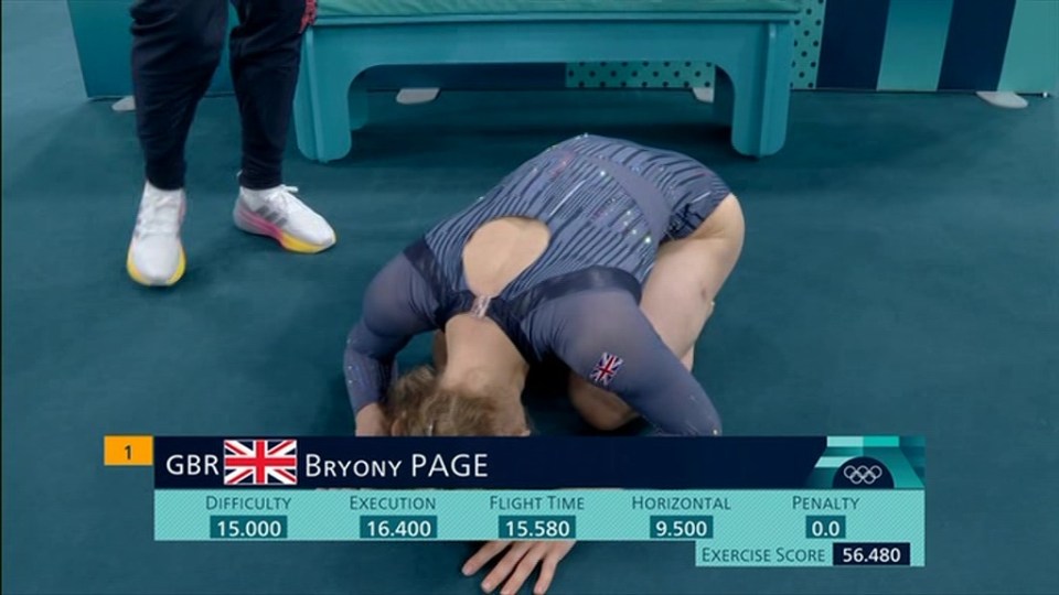 She collapsed to the floor after winning the gold