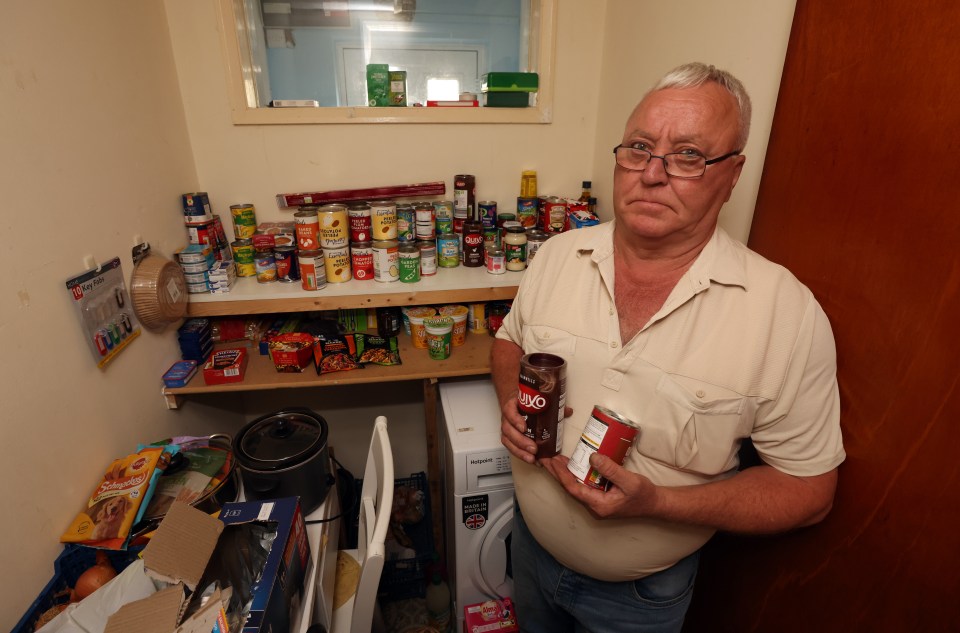 Pete Foster, 67, has been stockpiling tinned goods ready for winter