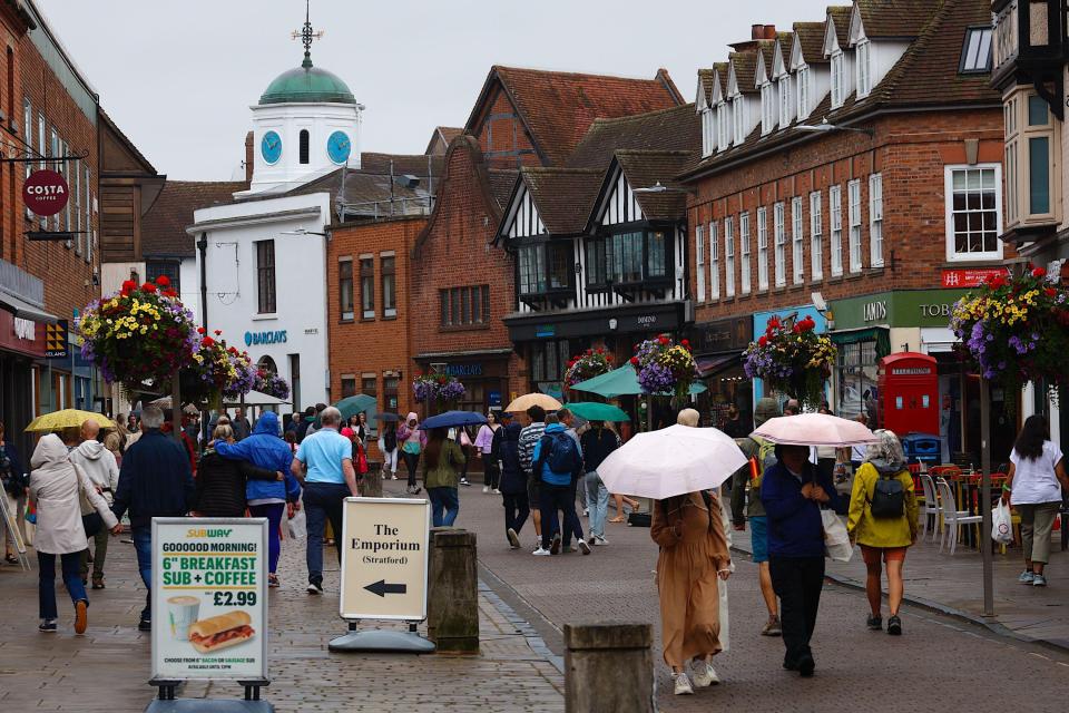 Tourists get a taste of the English weather in Stratford-upon-Avon this week