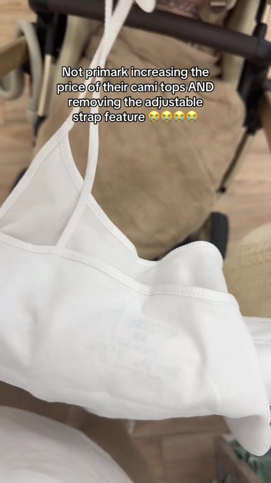 A London-based shopper spotted that Primark had not only increased the price of the cami tops, but also got rid of the adjustable straps