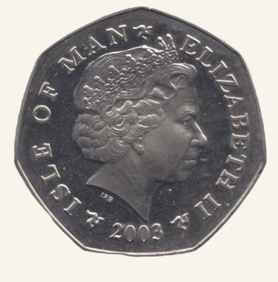 The obverse of the coin is uniquely identifiable as being from the Isle of Man