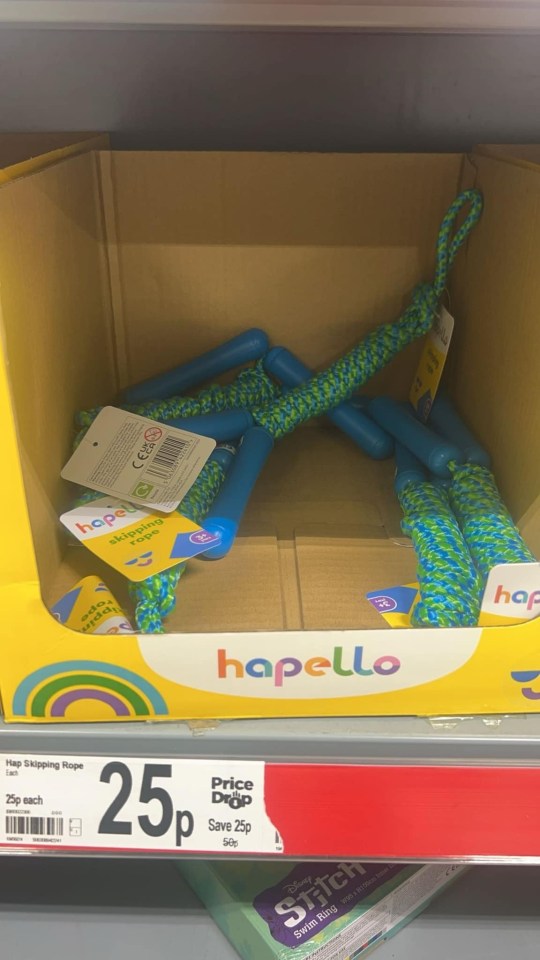 Among the toys on offer is the Hapello skipping rope set for just 25p - down from £1