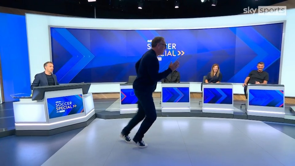 Merson put together quite some footwork in front of his fellow pundits