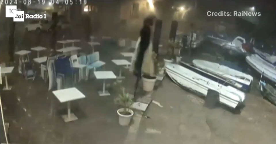 CCTV footage caught the high winds battering the nearby city of Palermo on Sunday night