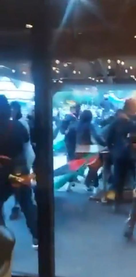 Yobs then descended onto the pub as chaos exploded