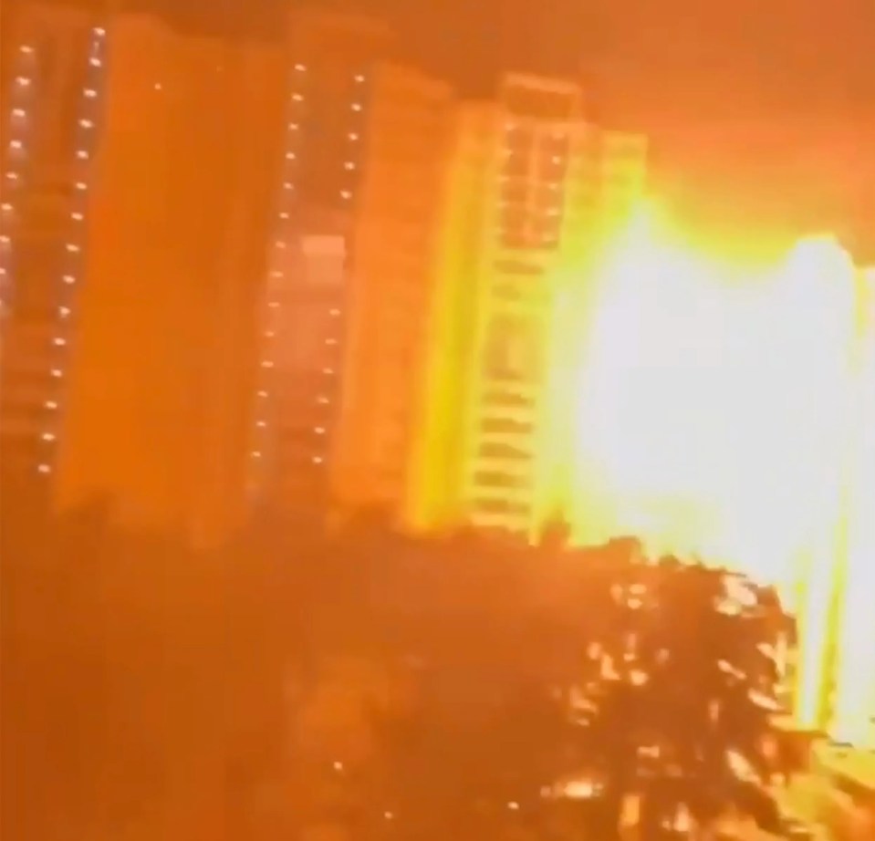 Fire burns at a residential building in Ramenskoye near Moscow