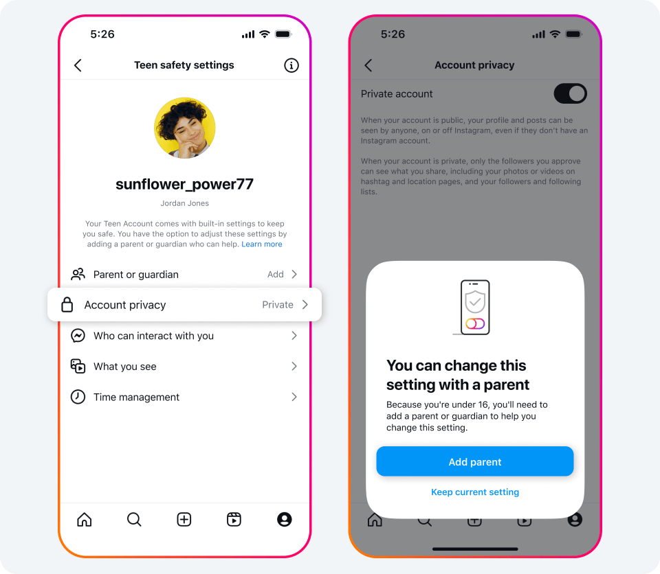 Teens will only be able to private message people they're friends with on the app