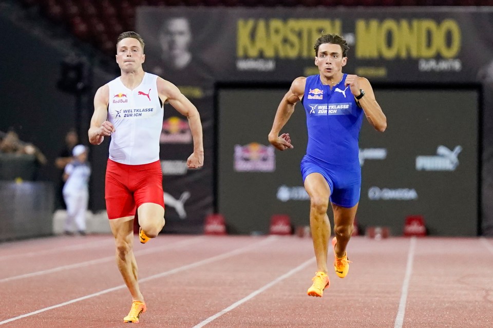 Mundo Duplantis beat Karsten Warholm in their 100m showdown