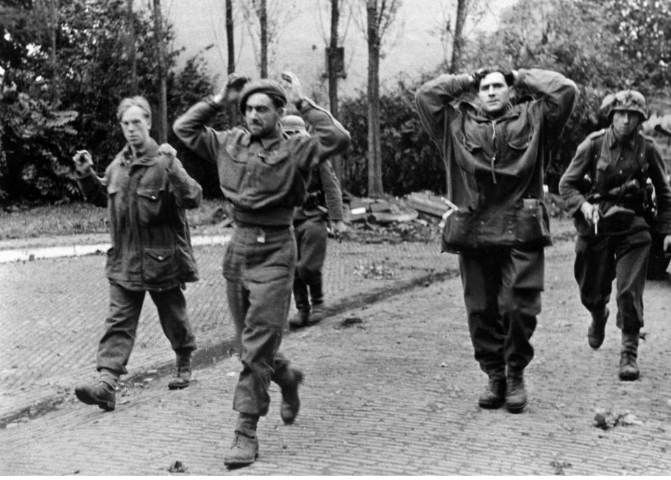 Soldiers of the British 11th Parachute Battalion surrendering in Oosterbeek on September 24 1944 during the Battle of Arnhem