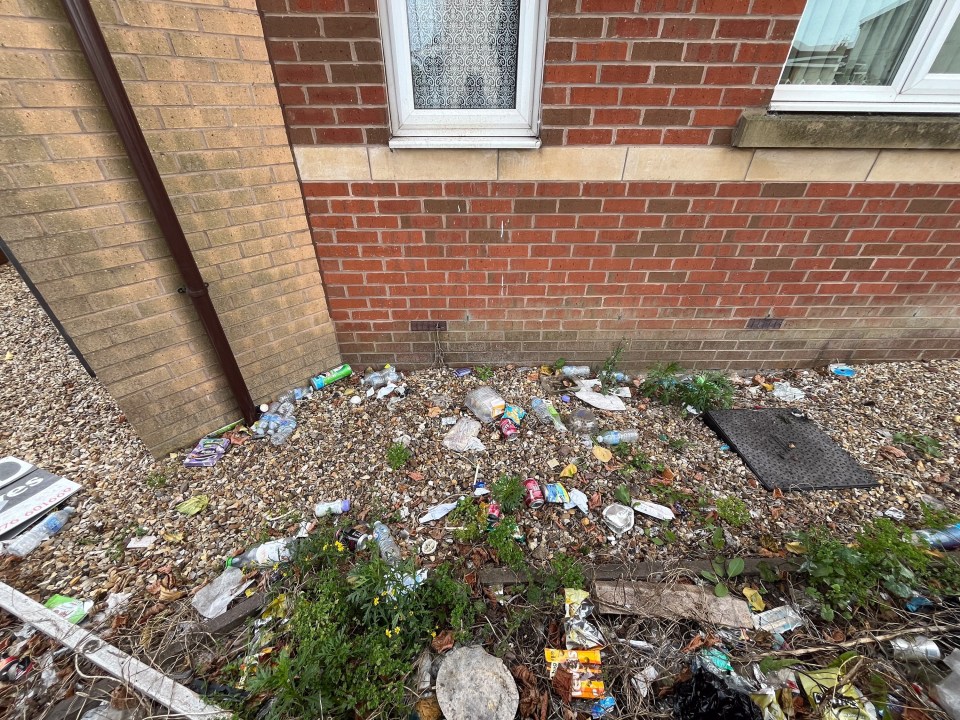 Despite being the only person left trash continues to pile up outside the care home