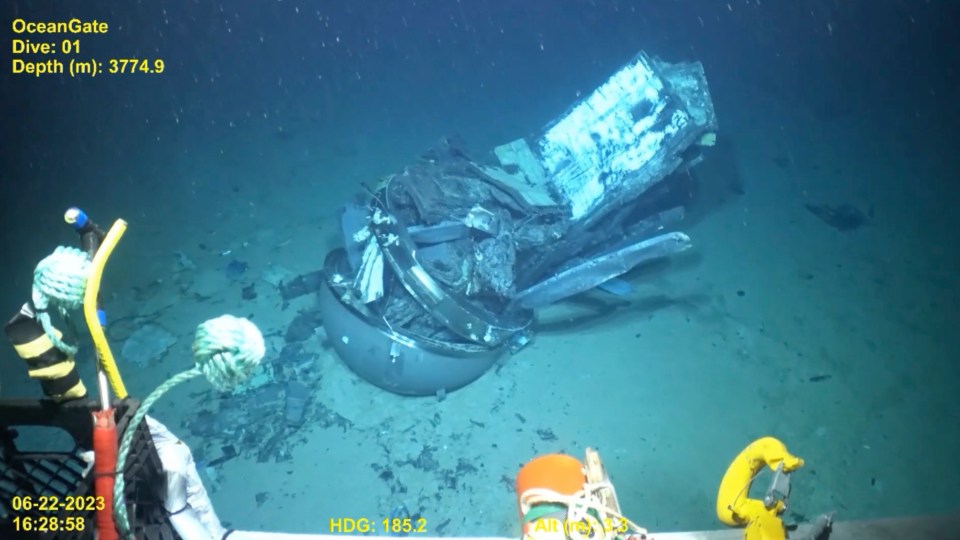 The US Coast Guard said it displays the 'aft dome, aft ring, remnants of the hull and carbon fibre debris'