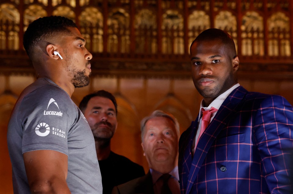 Anthony Joshua facing off with Dubois