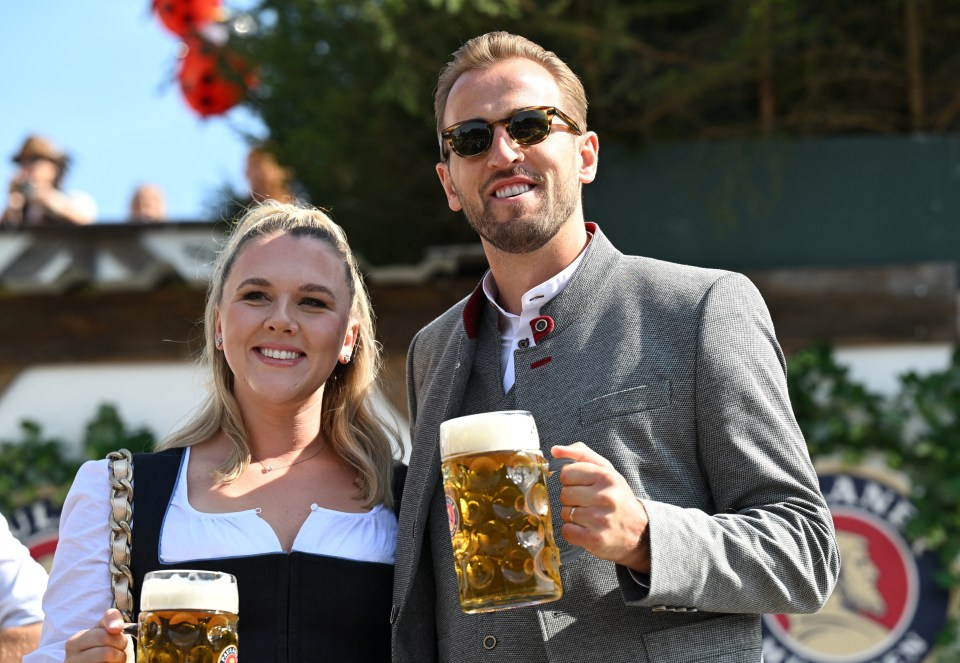 Harry Kane got stuck into a beer stein at Oktoberfest with his wife