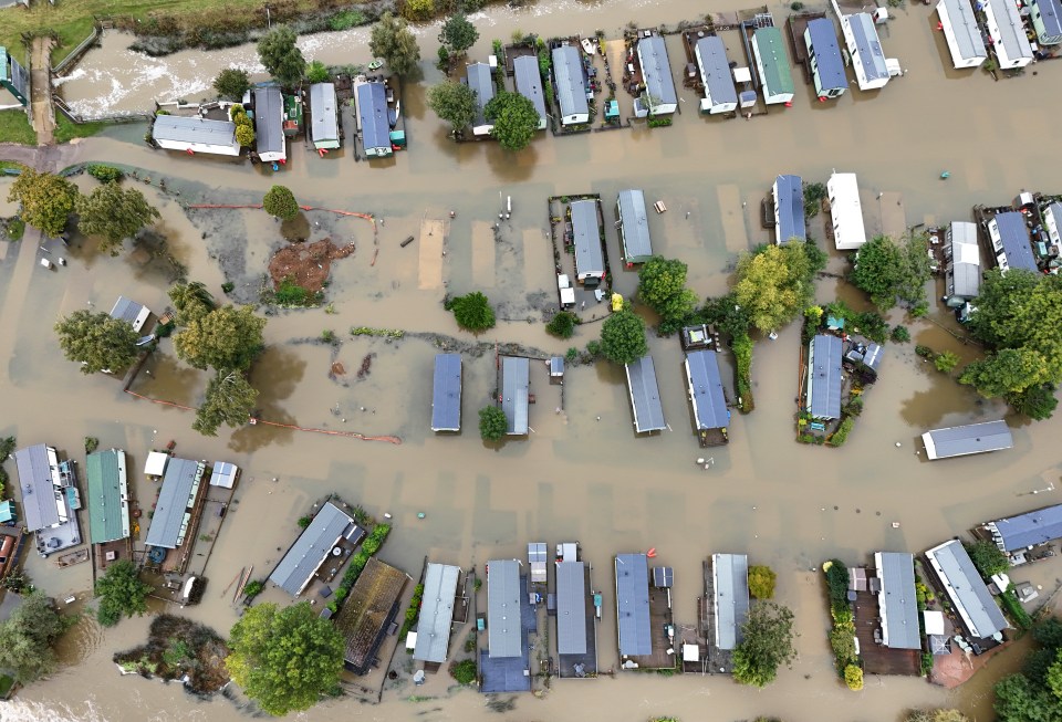 A flooded caravan site in Cogenhoe, this afternoon