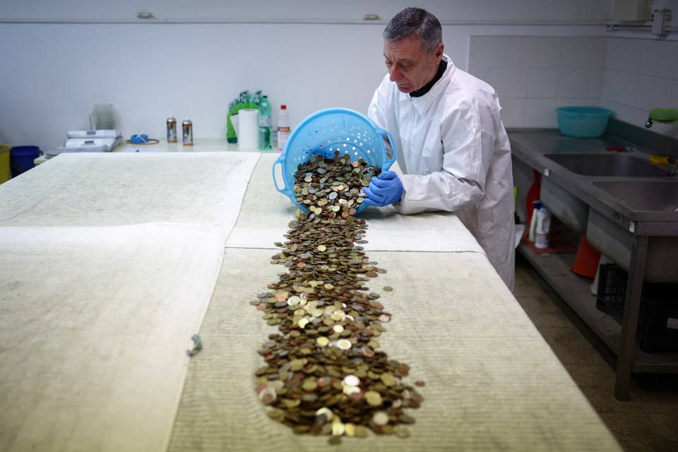 The coins are donated to charity and used to run food banks and soup kitchens