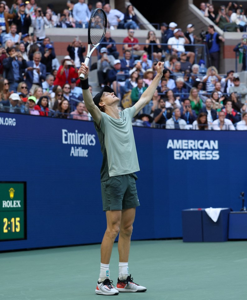 Sinner celebrates after beating home favourite Taylor Fritz