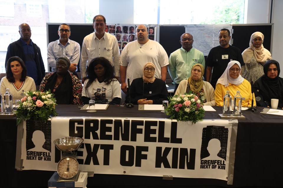 Members of Grenfell Next of Kin take part in a press conference following the report