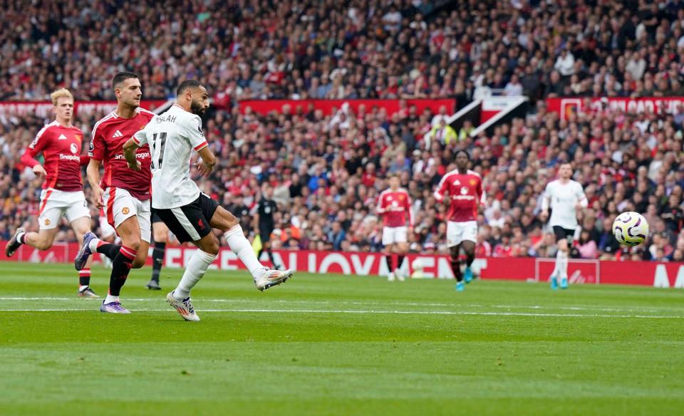 Salah swept home Liverpool's third goal at Old Trafford on Sunday