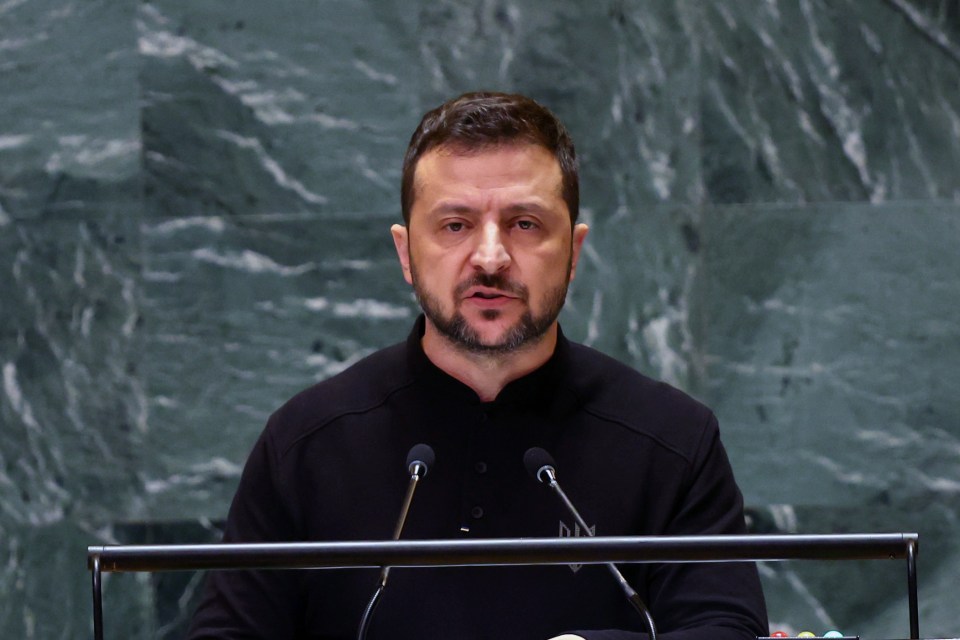 Zelensky addresses world leaders during the United Nations General Assembly today