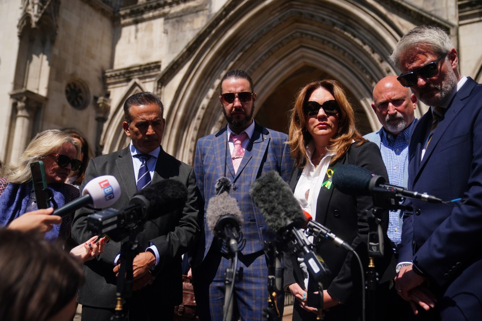 The victims' families outside court