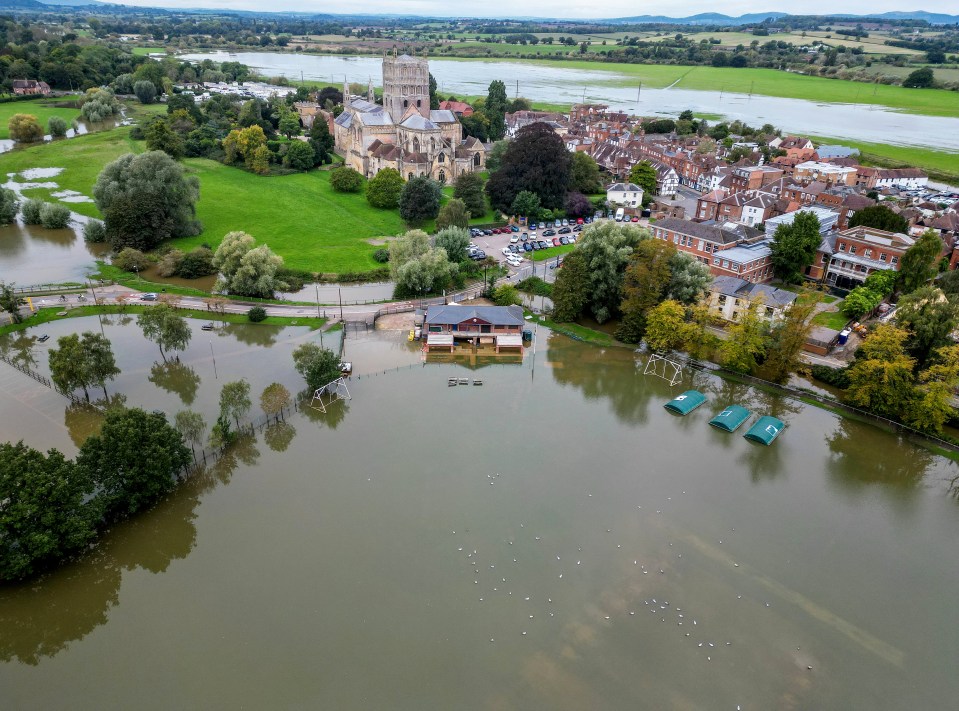 Flooding in Tewkesbury on Sunday morning