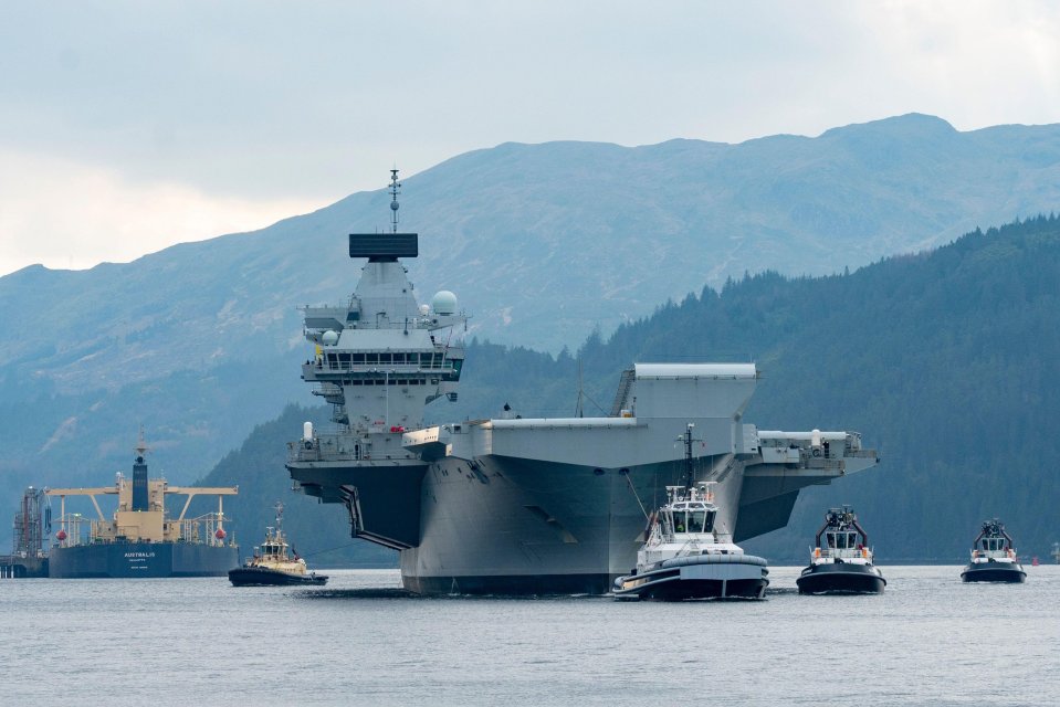 Aircraft carrier HMS Queen Elizabeth arriving at Glen Mallen on Loch Long in March earlier this year